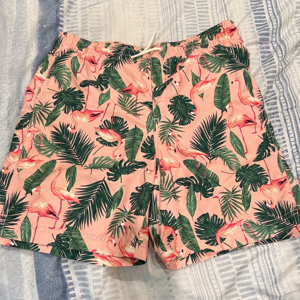 Old Navy Kids Swim Trunks - Pink and Green Flamingo Print